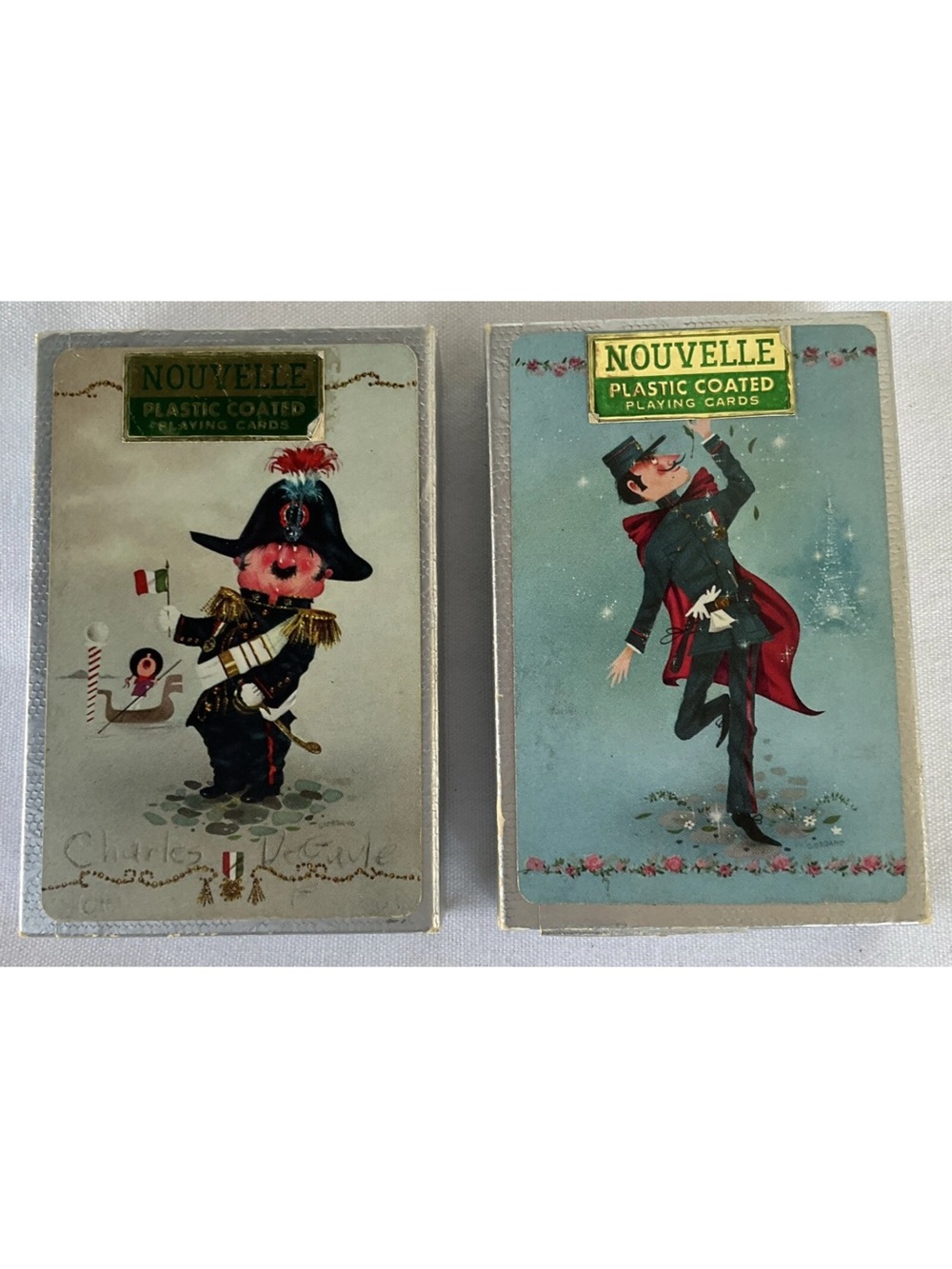 2 Vintage Nouvelle Plastic Coated Playing Card Decks France